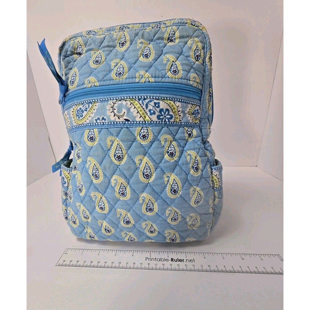 Vera Bradley Blue Paisley Backpack Purse Retired Print